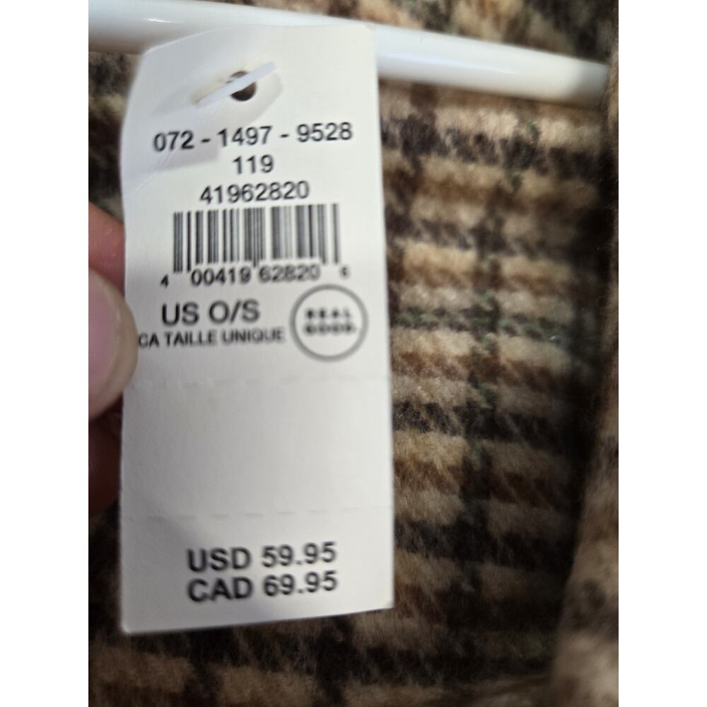 New Aerie Plaid Poncho Cape Shawl Fringe Hoodie Checker Closure Brown OS Pockets - Picture 5 of 7